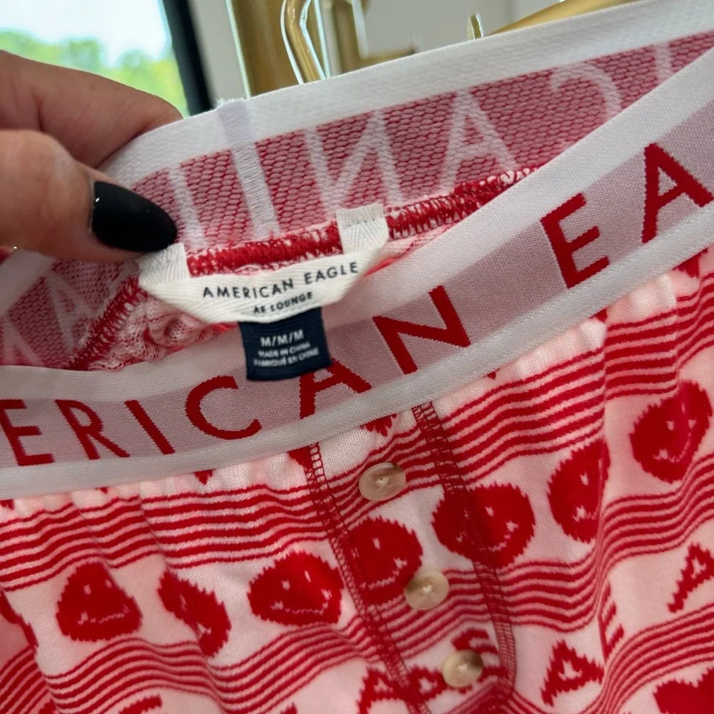 American Eagle Outfitters Red & White AE Heart Print Pajama Set